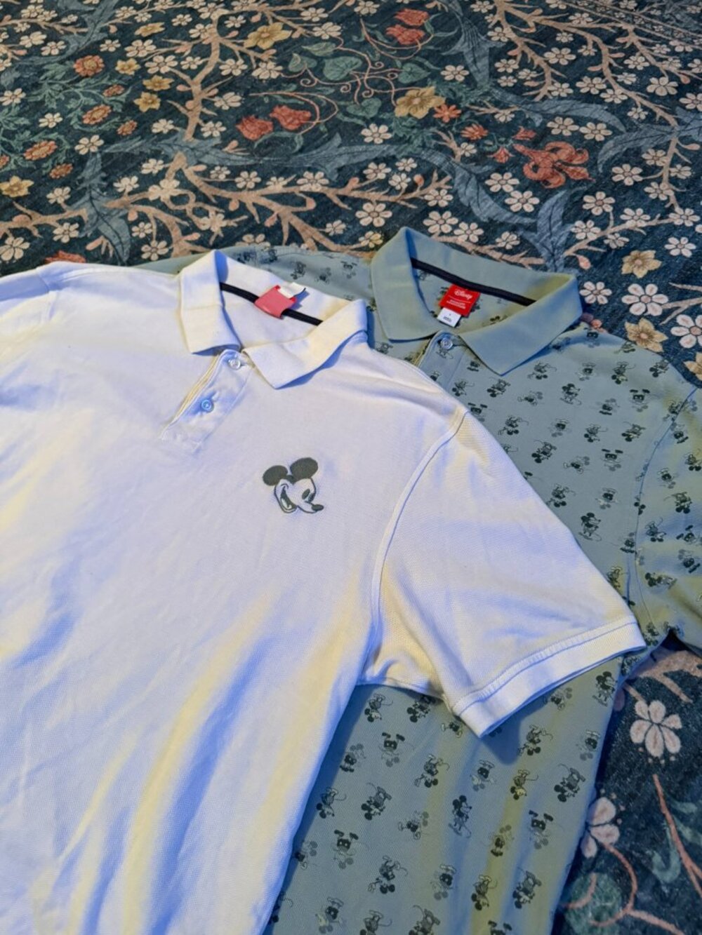 Disney - Men's L Mickey Mouse Polo Set (Sage Green AOP, White Embroidered)
